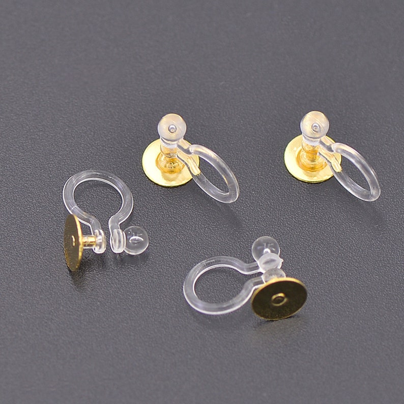 Clip on Earring Converters, Converts Earring Post to Non Pierced Clip-Ons, Clear Invisible Earring Clip, Jewelry Supplies image 4