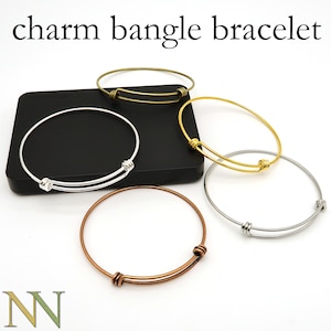 5/50 x Charm Bangle Bracelet Wholesale, Charm Bracelets for Women, Adjustable Bracelet Gold/Silver/Bronze/Copper/Stainless Steel image 3