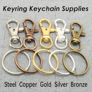 10 x Keychain Supplies Bulk, Swivel Clip Key Clasp, Swivel Hook Snap Fob for Key Chain Making for Men Women - Silver Bronze Copper Gold