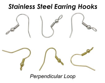 50 X Stainless Steel Earring Hooks Gold Silver, Earring Findings