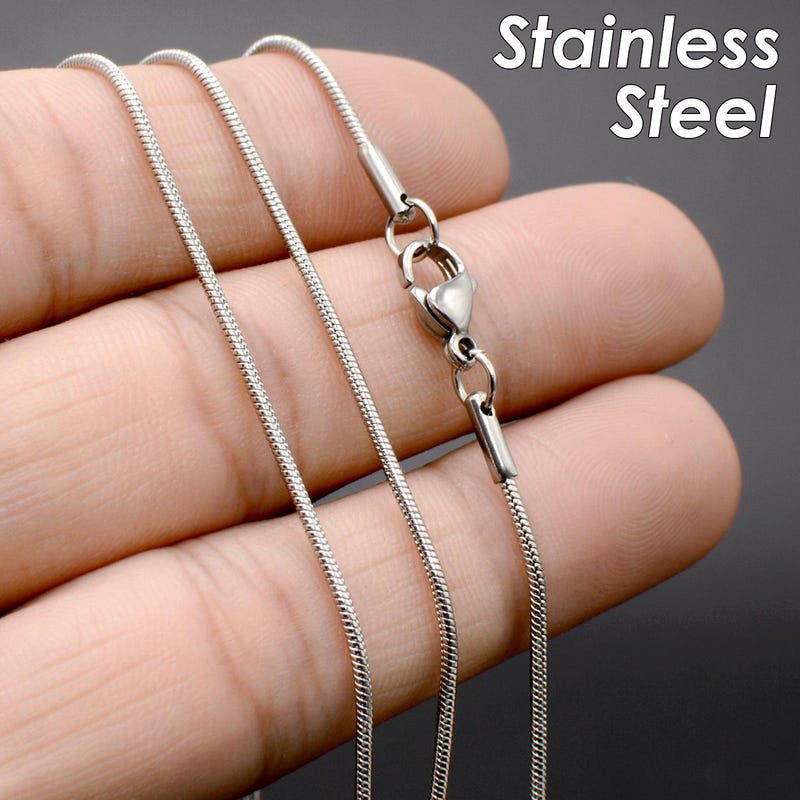 Trendsmax 22in Silver Stainless Steel Snake Chain Necklace Men Women Nickel-Free