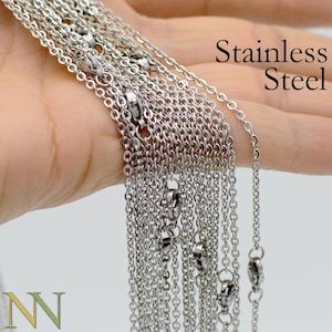 100 x Stainless Steel Necklace for Women or Men, Stainless Steel Chain Necklace Wholesale, Stainless Steel Chain for Jewelry Making