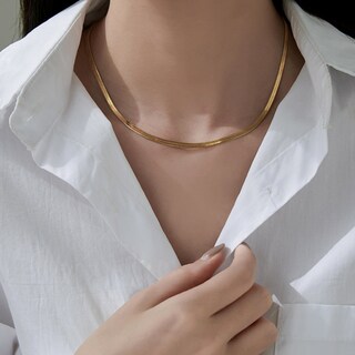 MAJALE Collana A Serpente Piatta In Acciaio Inossidabile 316L, Girocollo 40+5 Cm, Placcato Oro 18k, Ipoallergenica, Per Donna