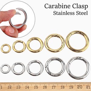 Edelstahl Karabiner Verschluss Gold Silber, Round Lock Charm Halter, Push-Tor-Ring Schmuck Lieferungen