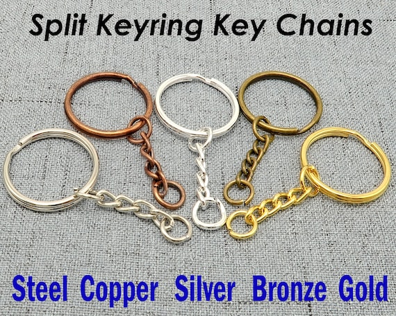 Wholesale Split Key Ring Keychains in Gold Silver Steel Bronze Copper,  Round Keyring With Chain Jump Rings for Jewelry Making 