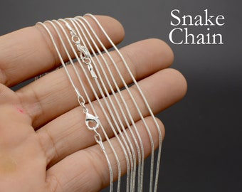 10 pcs - Silver Snake Necklace Choker, Dainty Silver Necklace for Women, Silver Plated Snake Chain Necklace for Jewelry Making