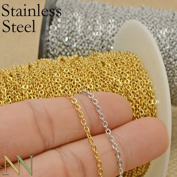 Stainless Steel Chain for Jewelry Making, Wholesale Bulk Chain by Foot  Meter Length, Silver Gold Chain for Women Necklace Bracelet Making 