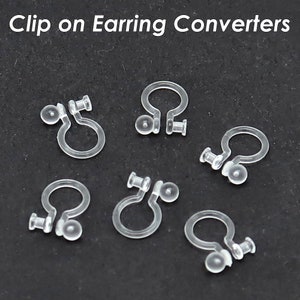 Clip on Earring Converters, Converts Earring Post to Non Pierced Clip-Ons, Clear Invisible Earring Clip, Jewelry Supplies image 2