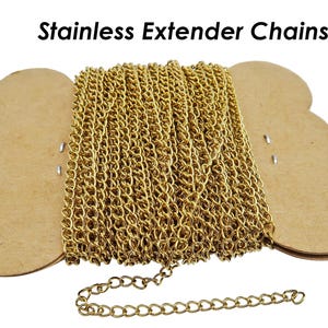 Stainless Steel Extender Chain Gold Silver, Tail Chain Extension Chain Bulk Chain Extenders for Necklace Bracelet Jewelry Making