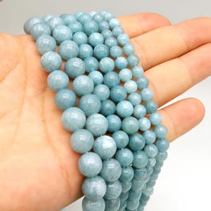 Natural Aquamarine Beads 6mm 8mm 10mm 12mm Round Aquamarine Natural Stone Loose Beads Gemstone for Bracelets Jewelry Making
