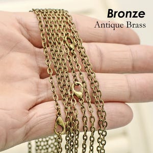 Bronze Necklace 18 24 30 Inch, Bronze Chain Necklace for Women, Cable Link Chain Rolo Necklace, Antique Brass Chain for Jewelry Making