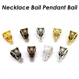 Big Pendant Bail Silver Gold Bronze Copper Necklace Bail Connectors, Charm Bails Decorative Fancy Bails for Jewelry, Jewelry Findings