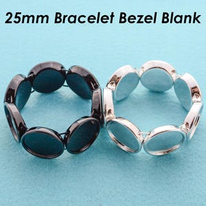 25mm Round Handmade Bracelet Bezel Blank Base, Square Stretchy Bracelet Setting for Cabochon Stone Epoxy Resin - Custom Jewelry Making