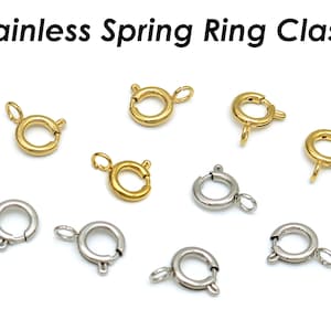 Stainless Steel Spring Ring Clasp Gold Silver Bulk Roud Clasp Findings - Jewelry Making Supplies -With Open Jump Ring