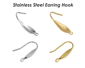 Stainless Steel Earring Hooks Gold Silver, 316L Stainless Steel Earwires, Hypoallergenic Ear Hooks, Hook Earring Findings Jewelry Supplies