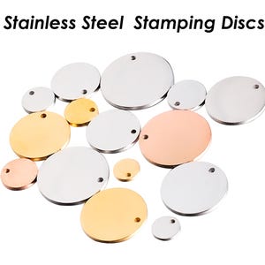 Stainless Steel Blank Disc with Hole, Disc Blank for Engraved or Stamped Necklace, Round Tags for Stamping Logo or Custom Jewelry Making