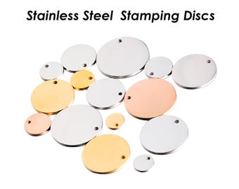 Stainless Steel Blank Disc with Hole, Disc Blank for Engraved or Stamped Necklace, Round Tags for Stamping Logo or Custom Jewelry Making