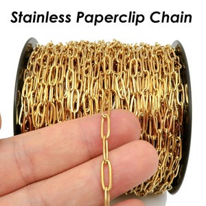 Edelstahl Büroklammer Kette Gold Silber PaperClip Kette für Halskette Armband, Schüttgut Edelstahlkette zur Schmuckherstellung
