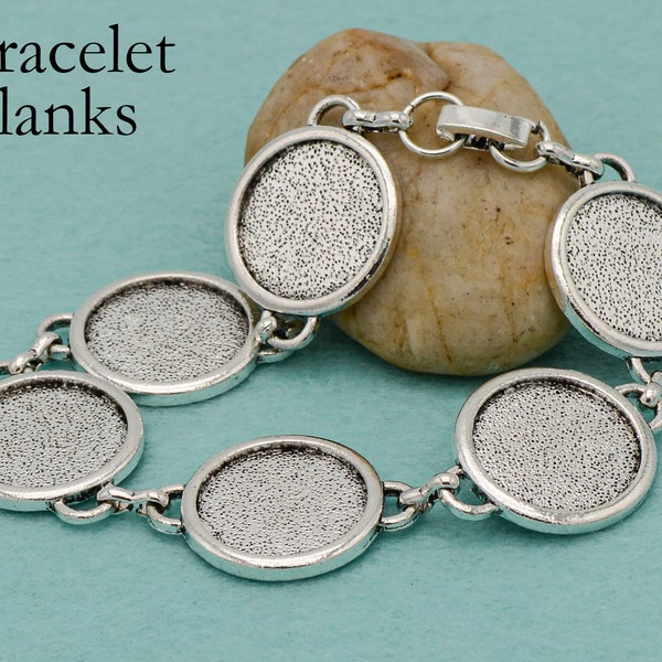 Handmade 18mm Round Bezel Bracelet Blanks for Jewelry Making, Blank Bracelet Setting Tray, Round Bracelet Base for Cabochon or Resin