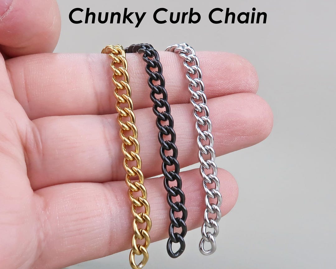 5mm Curb Chain Gold Black Silver Stainless Steel Curb Link Chain for ...