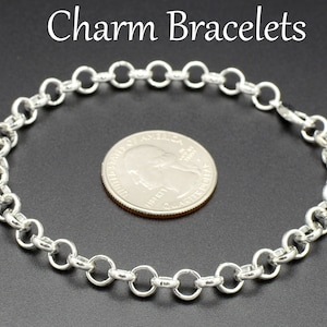 Verstellbares Bettelarmband, großer Kreis Link Rolo Kettenarmband Rohling, Silber Gold Bronze Bettelarmband für Frauen oder Mädchen