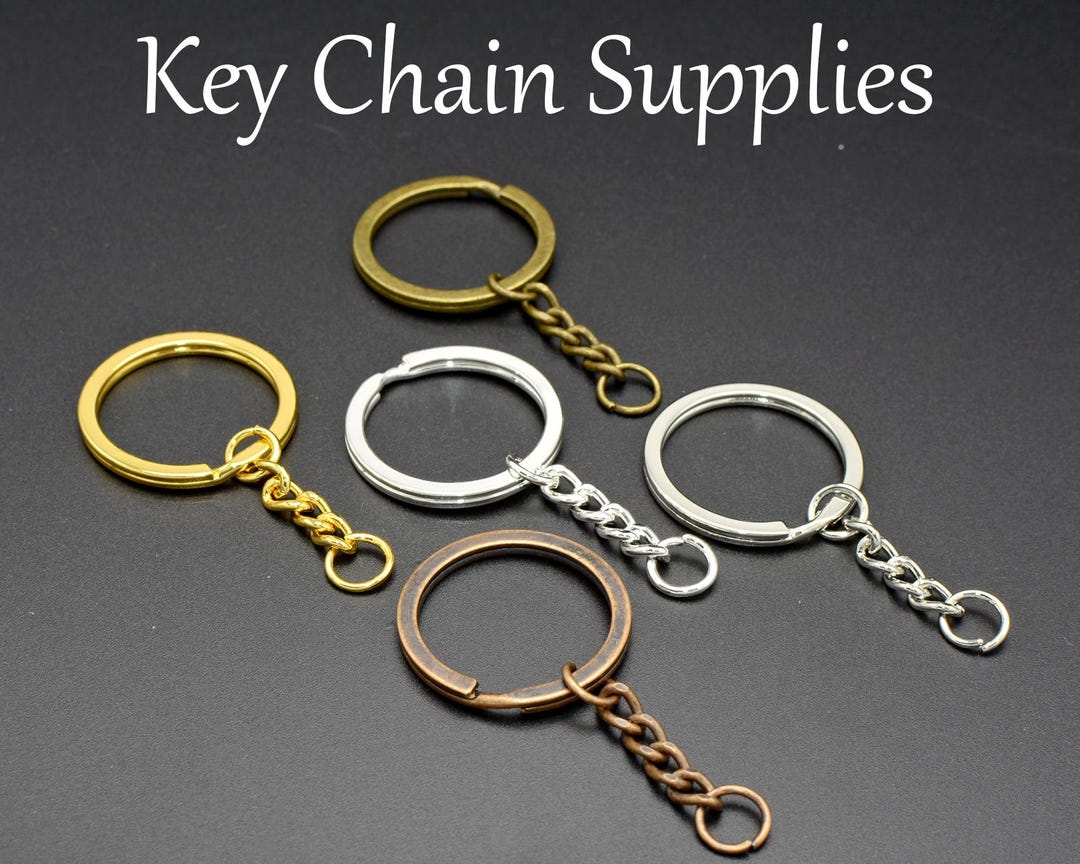 Keychain Supplies, Keychain Keyring With Chain Jump Rings, Bronze