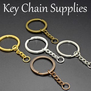 Sleutelhangerbenodigdheden, sleutelhanger sleutelhanger met ketting ringetjes, brons koper zilver goud sleutelhanger benodigdheden, gespleten sleutelhanger voor het maken van sieraden