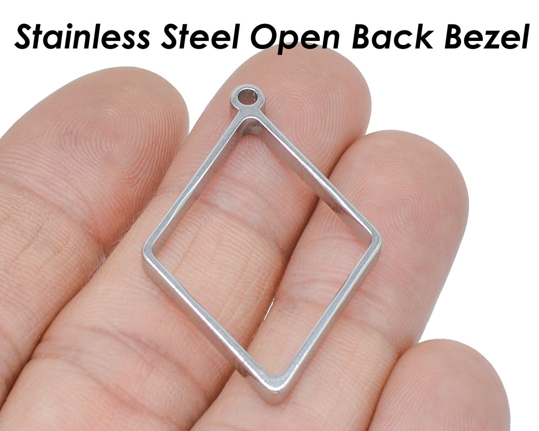Open Back Bezel Pendant Stainless Steel, Diamond Pendant Bezel