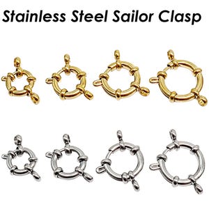 Sailor Clasp Stainless Steel Spring Clasp Closure, Big Ring Clasp Gold Silver, Spring Ring Clasps for Jewelry Making