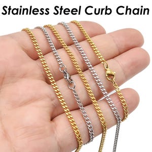 Stainless Steel Necklaces for Women, Dainty Curb Chain Choker Necklace, 1.5mm Delicate Cuban Link Necklace Chain