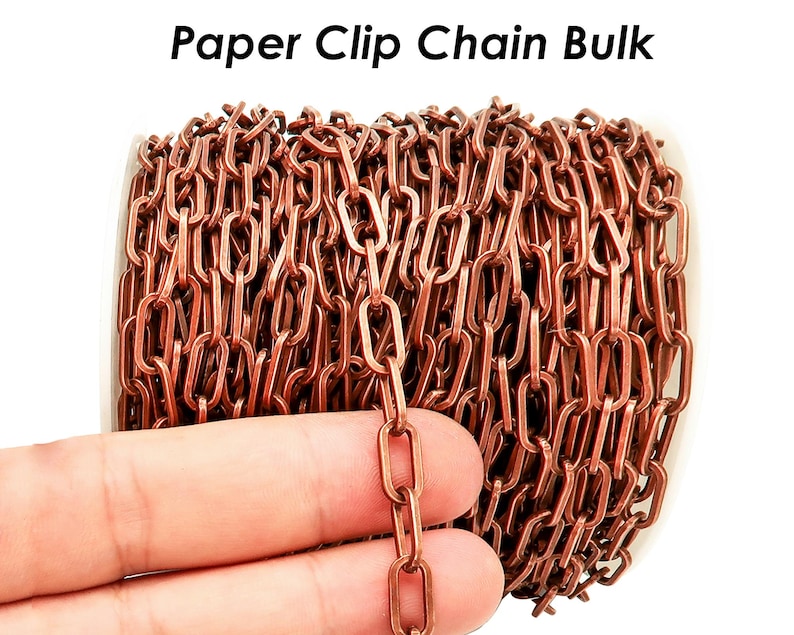 10 Feet - Paper Clip Chain Bulk by Foot, Rectangle Link Chain - Gold ...
