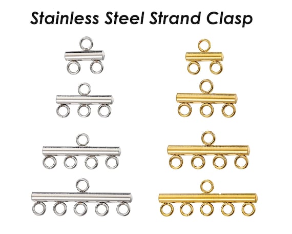 Stainless Steel Multi Strand Clasps Gold Silver, Multi Strand Ends, Multi Link Necklace Connector Clasp, Necklace Findings, Jewelry Supplies
