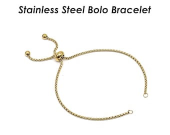 Silder armbandvormstukken, verstelbare schuifarmband, roestvrijstalen dooskettingarmband met schuifsluiting, bolo-armband voor het maken van sieraden