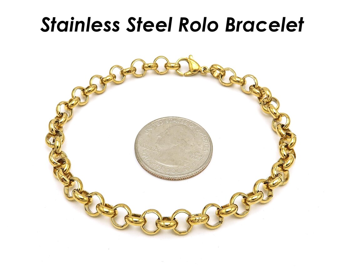 Rolo Bracelet Gold Silver, Stainless Steel Bracelets, Charm Bracelet ...