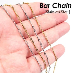 Stainless Steel Chain Bulk, Dainty Bar Chain Gold Silver, Bar Link Chain, Delicate Chain for Jewelry Making
