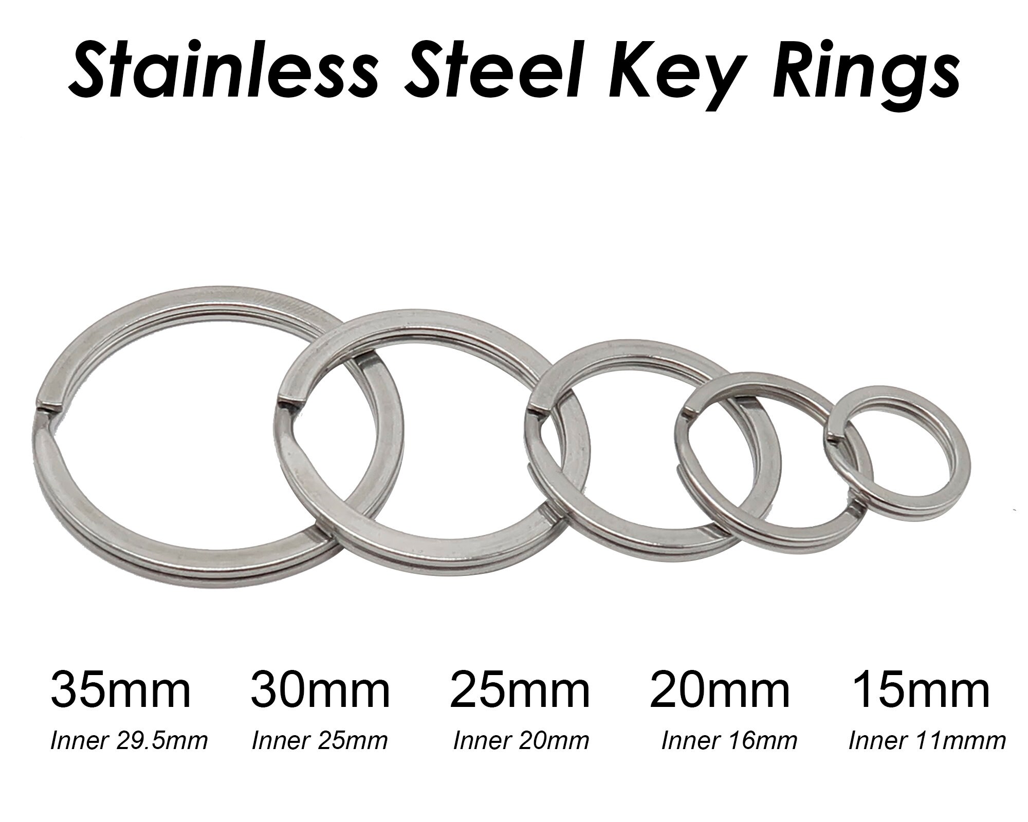 Stainless Steel Key Ring 15/20/25/30/35mm, Muscly Round