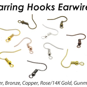 100 x French Earring Hook Bulk Wholesale Hypoallergenic Earring Wire Findings for Jewelry Making - Silver Gold Bronze Copper Gunmetal