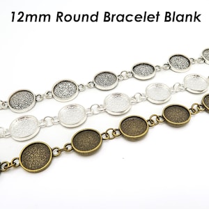 Bezel Bracelet Blanks for Jewelry Making, Blank Bracelet Setting, 12mm Round Bracelet Base for Cabochon Resin, Handmade Bracelet Tray