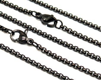 Wholesale Lot Of Silver Stainless Steel Box Chain Necklaces - 2mm To 3.5mm, 18" To 30" Lengths