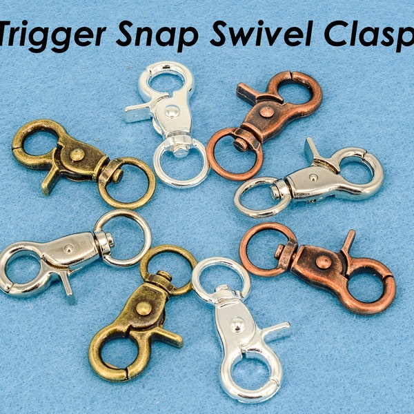10 x Swivel Snap Hook, Big Trigger Snap Clip Sturdy Lobster Clasp Fob - Silver Bronze  Copper  Steel for Key Chain Handbag Jewelry Making