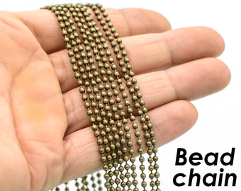 10 x collier de chaîne de perles pour femmes, collier de chaîne de perles en gros pour la fabrication de bijoux - Argent Noir Gunmetal Bronze Antique Laiton Cuivre