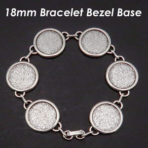 18mm Round Bezel Bracelet Blanks, Antique Silver Bronze Copper Bracelet Base Tray Setting for Cabochon Stone or Resin Jewelry Making