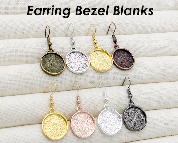 Honeyhandy 304 Stainless Steel Leverback Earring Settings, Flat Round