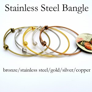 5/50 x Charm Bangle Bracelet Wholesale, Charm Bracelets for Women, Adjustable Bracelet Gold/Silver/Bronze/Copper/Stainless Steel image 2