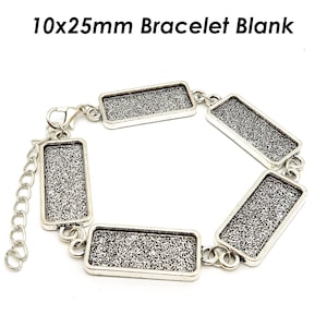 10x25mm Bezel Bracelet Blanks for Jewelry Making, Rectangle Blank Bracelet Setting, Bracelet Base 10x25mm Bracelet Bezel Blank