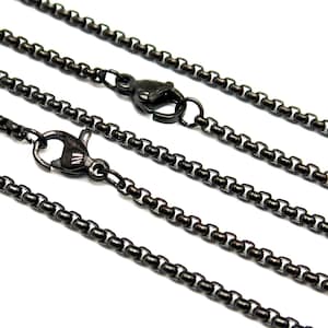 10 x Edelstahl Box Kette Schwarz Gold Silber, Edelstahl Halskette für Männer Frauen, Schwarz Silber Gold Box Kette für die Schmuckherstellung