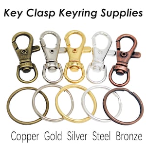 100 Wholesale Keychain Supplies Gold Silver Bronze Copper, Swivel Clip Key Clasp, Swivel Hook Snap Fob for Key Chain Making for Men Women