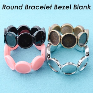 20mm Round Bracelt Blanks, Bezel Bracelet Blank, Bracelet Setting, Adjustable Bracelet Tray Silver Bronze Pink Black, Custom Bracelet Making