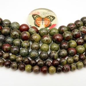 Natural Bloodstone Beads 6mm 8mm 10mm Genuine Dragon Blood Jasper Gemstone Round Stone Loose Beads for Bracelets Neckalce Jewelry Making