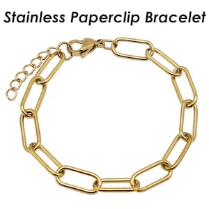 Big Paperclip Bracelet Stainless Steel Paper Clip Bracelet Gold Silver Chain Bracelet, Stainless Steel Bracelet for Men Women